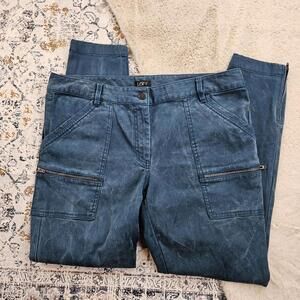 Ann Taylor Loft Teal Zip Detail Skinny Leg Pants Women 12